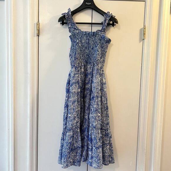 Amanda Uprichard Adelene Midi Dress in Chalet Size S blue white SW - Picture 11 of 15